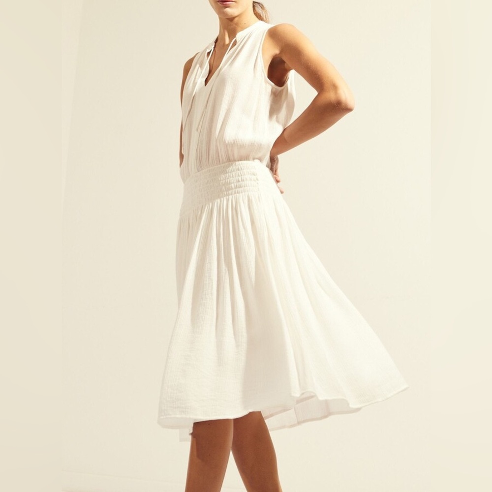 Brochu Walker Francine White Sleeveless Midi Dress